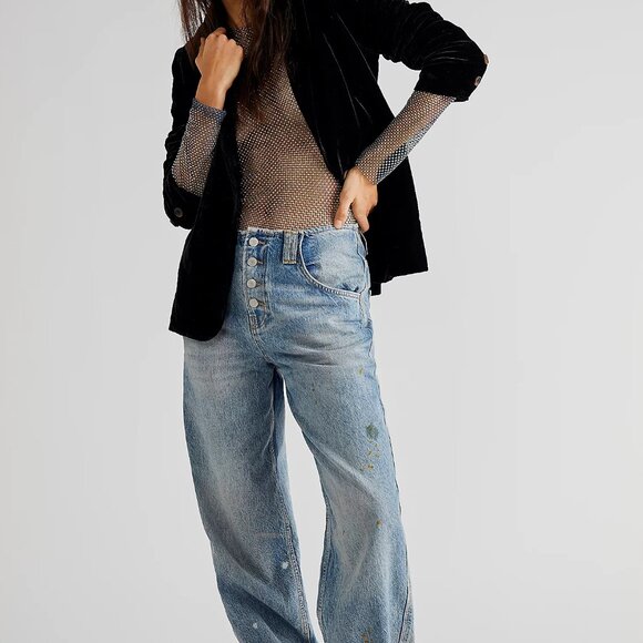 Free People Women's Filter Finish Long Sleeve Top in Navy- Size S- New! - Picture 13 of 14